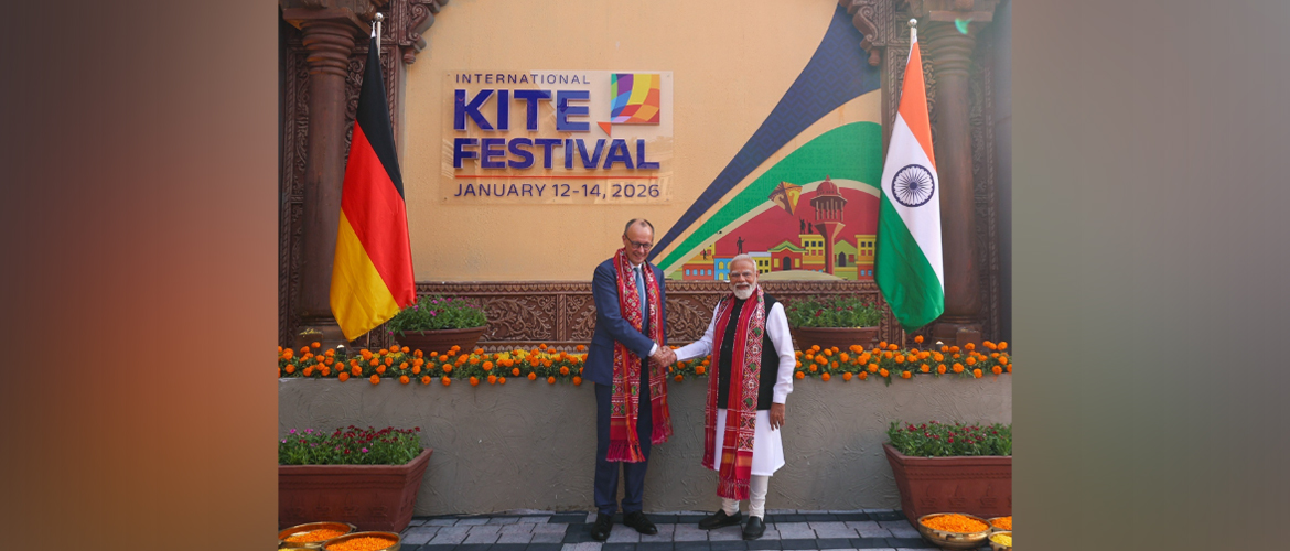 Hon'ble PM with German Chancellor Friedrich Merz participated in the International Kite Festival at the Sabarmati Riverfront, Ahmedabad, Gujurat January (12.01.2026)